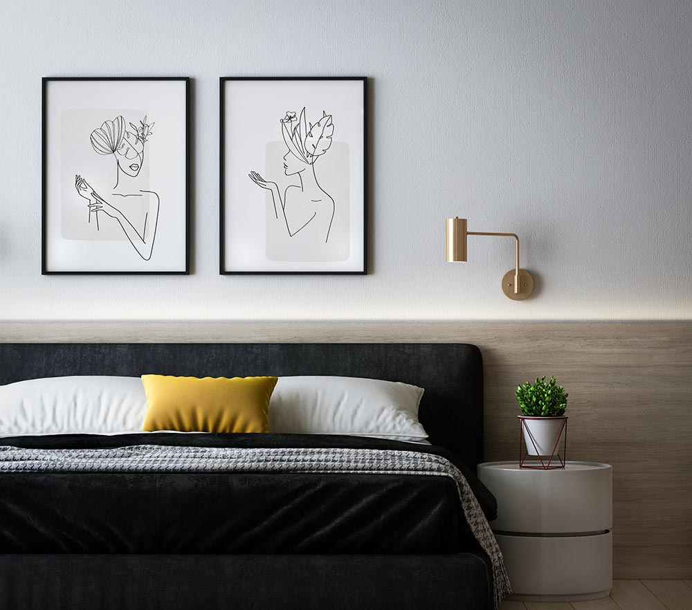 Bedroom with art
