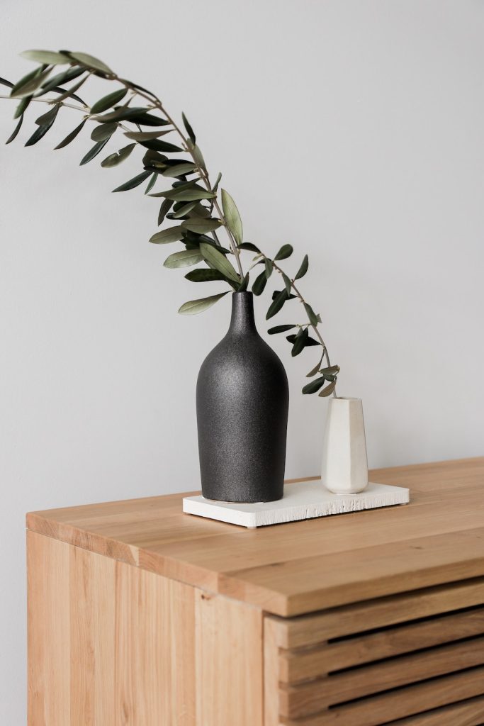 Vase on wooden draws